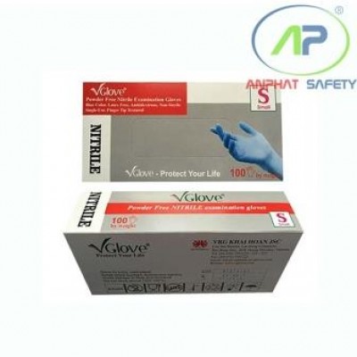 Găng tay Nitrile (xanh) nhám ngón Size L (3.6 gr -24 cm)